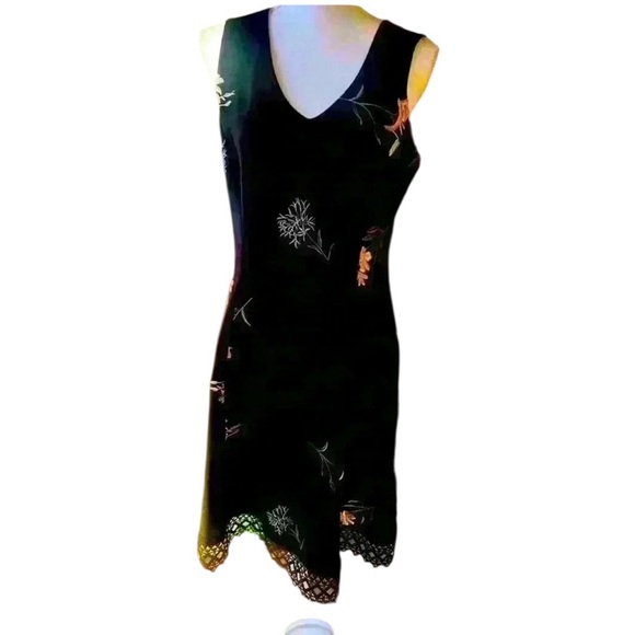 Roz and Ali black dress size 10 worn once. Beautiful embroidery. Lace hem. - Picture 1 of 15